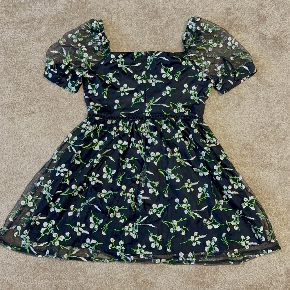 Lulu's Radiant Love Black Embroidered Floral Dress